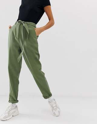 ASOS Design DESIGN washed soft twill tie waist casual pant