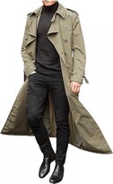 Thumbnail for your product : Hesrisy Men's Trench Coat Casual Oversized Double Breasted Belted Lapel Windbreaker Slim Fit Long Jacket Overcoat Trench Coat Khaki