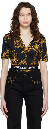 Versace Jeans Couture Black Garland Wrap Bodysuit