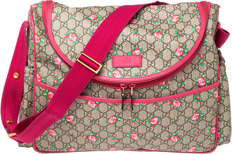 Gucci Pink/Beige Coated Canvas and Leather Floral Print Diaper Messenger Bag  - ShopStyle Women's Fashion