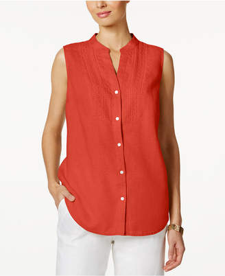 Charter Club Petite Embroidered Blouse, Created for Macy's