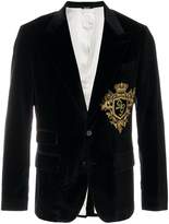 Thumbnail for your product : Dolce & Gabbana logo crest velvet blazer