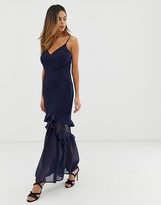 Thumbnail for your product : Liquorish cami maxi dress with sheer lace overlay and ruffle detail