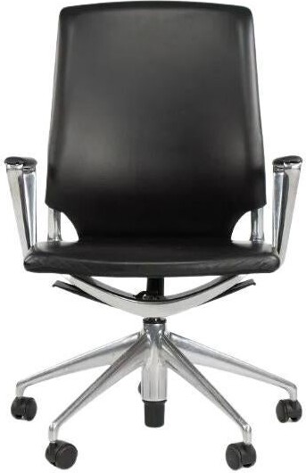 Alberto Meda 2012 Vitra Meda Desk Chair In Black Leather & Polished Aluminum