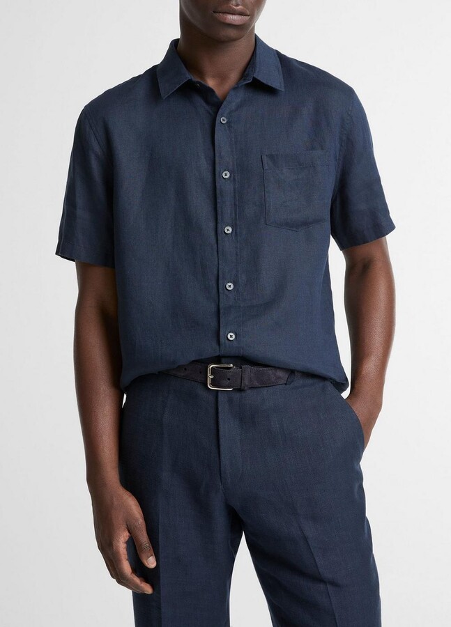 Vince Linen Short-Sleeve Button-Front Shirt
