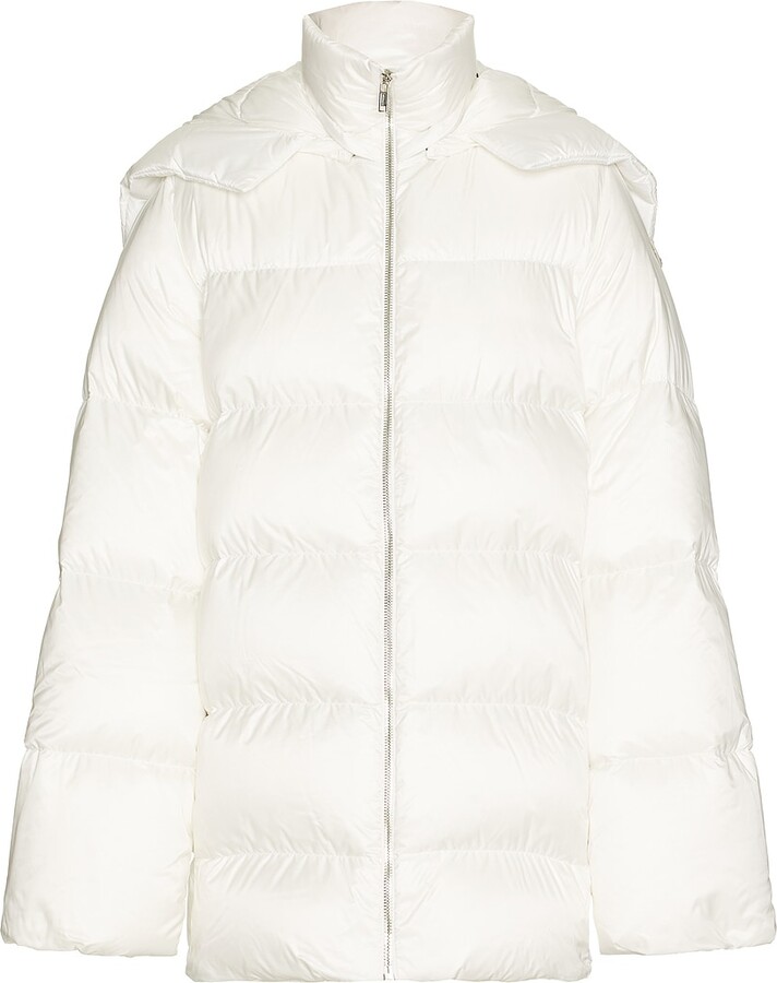 Rick Owens x Moncler Hooded Cyclopic Coat in White