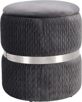 Mercer41 Techni Mobili Modern Velvet Round Ottoman With Storage