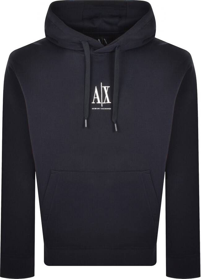 Armani Exchange Logo Hoodie Navy