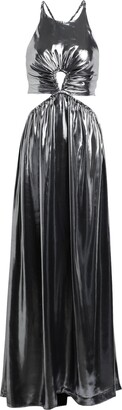 Topshop Lame Metallic Keyhole Elasticated Maxi Dress In Silver Long Dress Lead