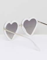 Thumbnail for your product : Markus Lupfer Silver Glitter Heart Shaped Sunglasses With Grey Gradient Lens