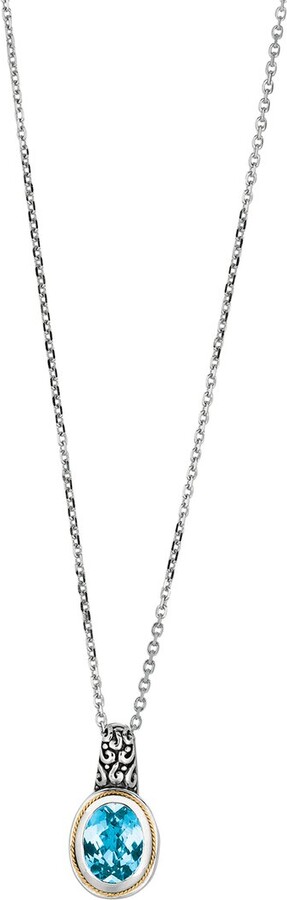 Phillip Gavriel 18K & Silver Blue Topaz Pendant Necklace