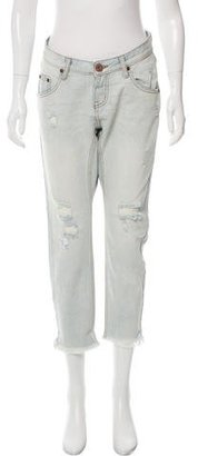 One Teaspoon Cropped Mid-Rise Straight-Leg Jeans w/ Tags