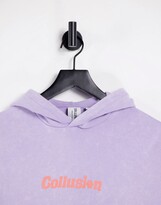 Thumbnail for your product : Collusion print oversized hoodie co-ord in washed purple