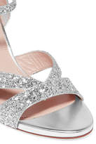 Thumbnail for your product : Miu Miu Crystal-embellished Glittered Leather Sandals - Silver