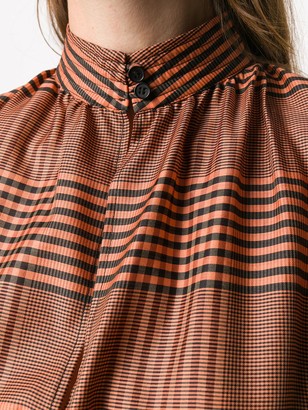 Christian Wijnants Plaid Check Shirt Dress With High Mandarin Collar