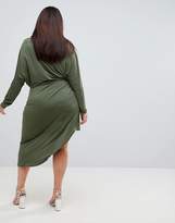 Thumbnail for your product : John Zack Plus Off Shoulder Wrap Front Bodycon Dress