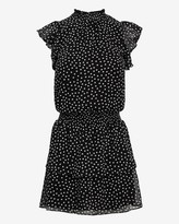Thumbnail for your product : Express Polka Dot Smocked Waist Flutter Sleeve Dress