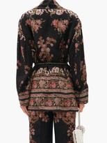 Thumbnail for your product : Etro Fleuve Belted Floral-jacquard Satin Jacket - Black Multi