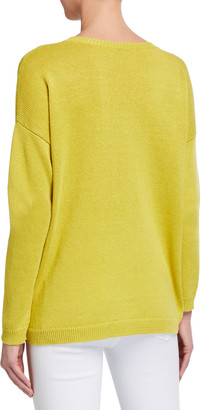 Eileen Fisher Crewneck Long-Sleeve Organic Cotton Sweater