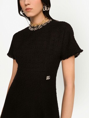 Dolce & Gabbana Short-Sleeve Tweed Minidress