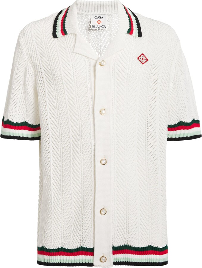 Casablanca Cotton Chevron Crochet Shirt