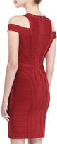 Thumbnail for your product : Herve Leger Cold-Shoulder V-Neck Bandage Dress, Ruby