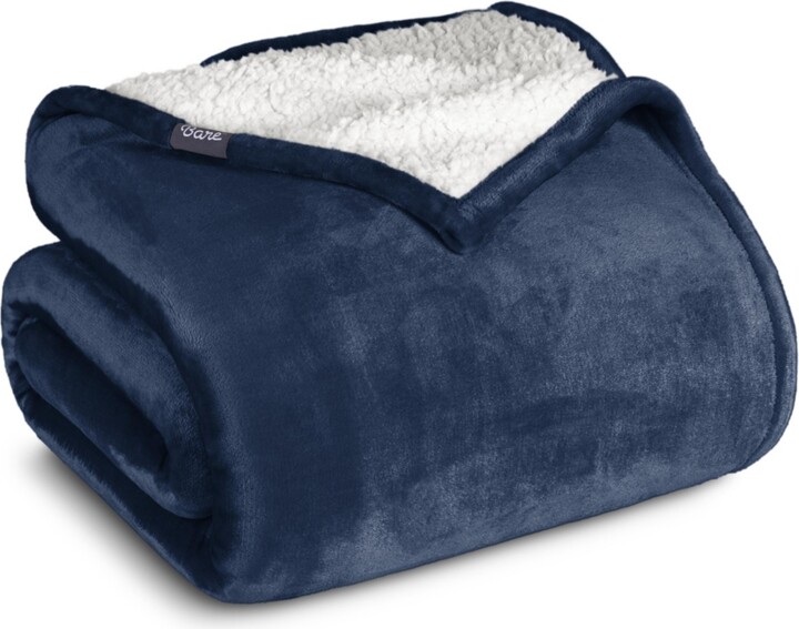 Bare Home Fleece Sherpa Throw Blanket