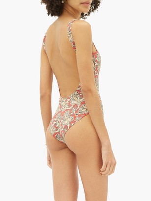 Etro Low-back Paisley-print Swimsuit - Red