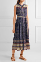 Thumbnail for your product : Sea Printed Silk Midi Dress - Navy