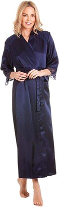 LADIES SATIN FEEL LONG DRESSING GOWN/ROBE UK SIZES 8-22 s3