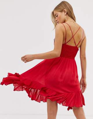 Free People Adella Cami dress in red