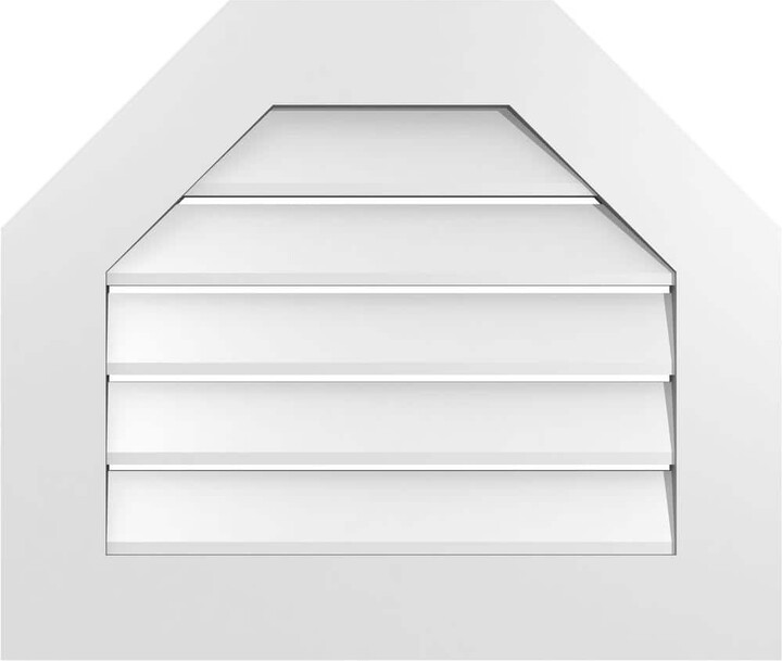 26 in. x 22 in. Octagonal Top Surface Mount PVC Gable Vent: Functional with Standard Frame