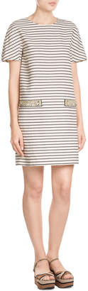 Tara Jarmon Striped Cotton Dress with Embellishment