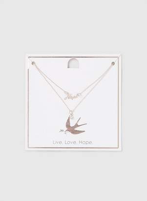 Dorothy Perkins Womens Rose Gold Hope And Bird Ditsy Necklace, Rose Gold