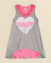 Thumbnail for your product : Flowers by Zoe Girls' Sequin Heart High Low Tank - Sizes 2T-4T
