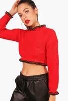 Thumbnail for your product : boohoo Leah Crop Stripe Trim Jumper