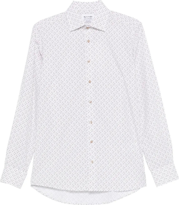 Sand Geometric-Print Long-Sleeve Shirt