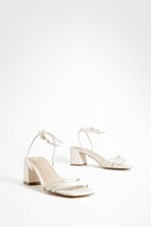 Thumbnail for your product : boohoo Wide Width Square Toe Triple Strap Low Block Heel Sandals