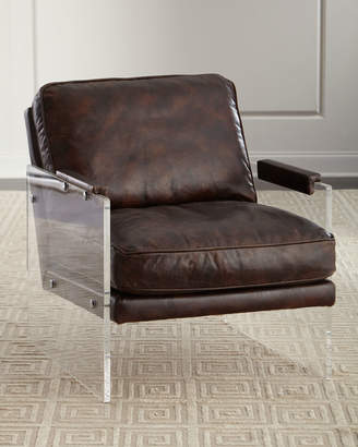 John-Richard Collection Alter Lucite-Arms Leather Chair