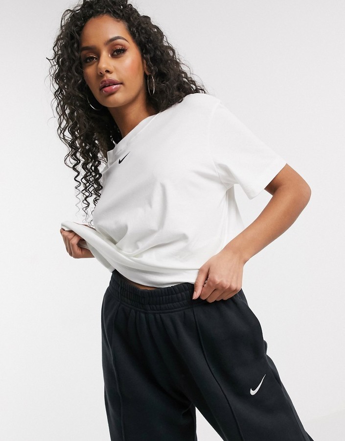 Nike central swoosh oversized boyfriend t-shirt in white - ShopStyle