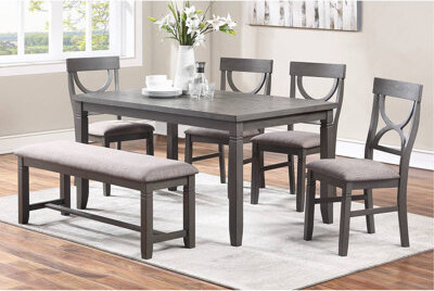 One Allium Way Dining Room Furniture 6Pc Set Rectangle Table 4X Side Chairs And A Bench MDF Rubberwood