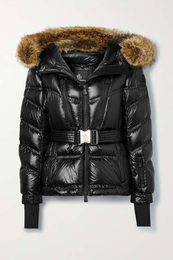 Womens Clothing Jackets Waistcoats and gilets Moncler Faux-fur Collar Padded Gilet in Black 
