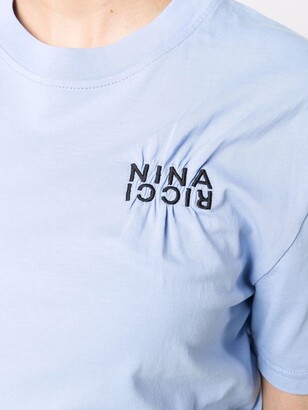 Nina Ricci logo-embroidered gathered T-shirt - ShopStyle