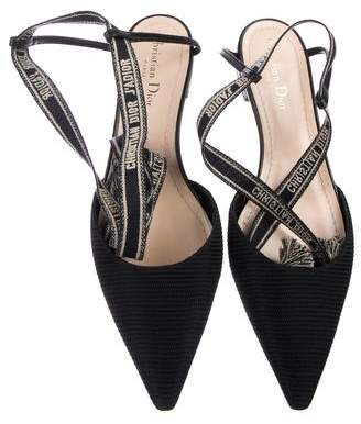Christian Dior Canvas Pointed-Toe Flats