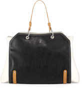 Thumbnail for your product : Neiman Marcus Jillian Tonal Faux-Leather Tote Bag, Black/White