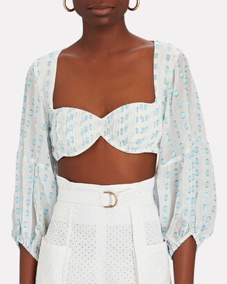 For Love & Lemons Ruthie Dotted Chiffon Crop Top