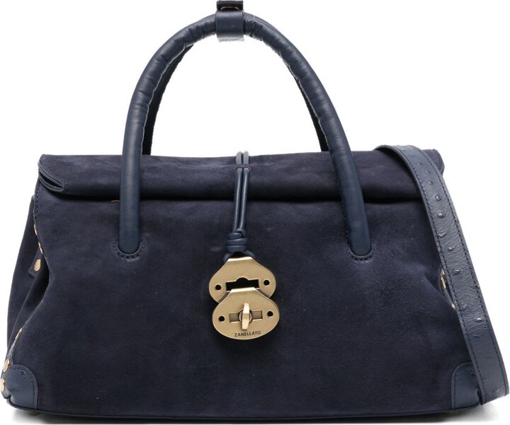 Zanellato Women's Dotta Baby Bag In Zashmere Leather & Cactus Sideral blue