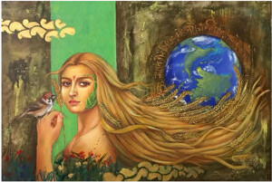 Exotic India Beautiful Woman With Nature Painting | Acrylic On Canvas | By Ranjeeta Kumar