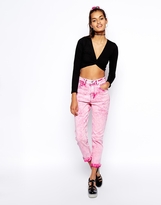 Thumbnail for your product : ASOS Farleigh High Waist Slim Mom Jeans in Milkshake Pink