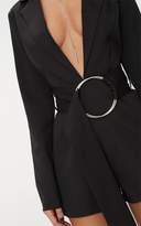 Thumbnail for your product : PrettyLittleThing Black Tux Long Sleeve Playsuit